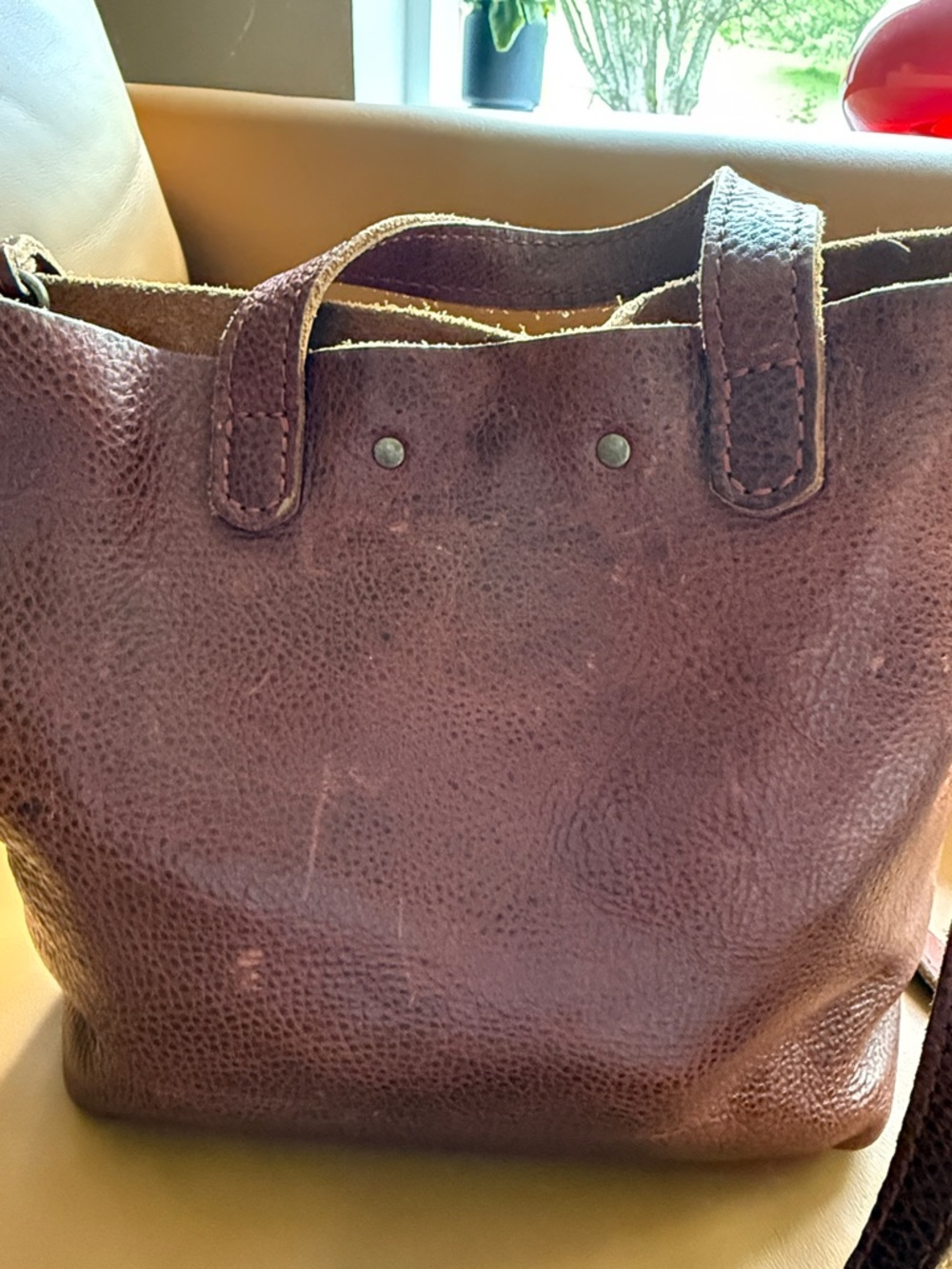 Portland Leather Brown Convertible Shoulder Tote - Picture 3 of 7
